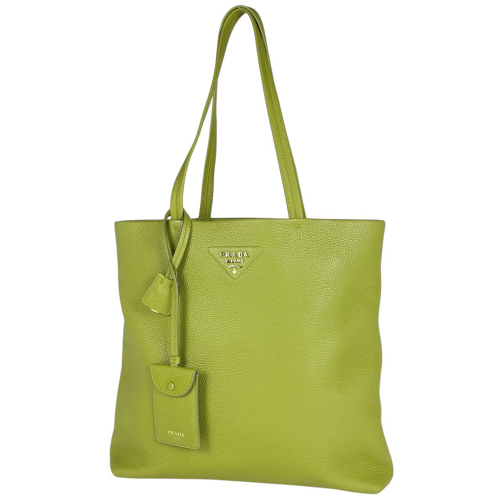 Prada PRADA Tote Bag Logo Leather Green 1BG550 Women's